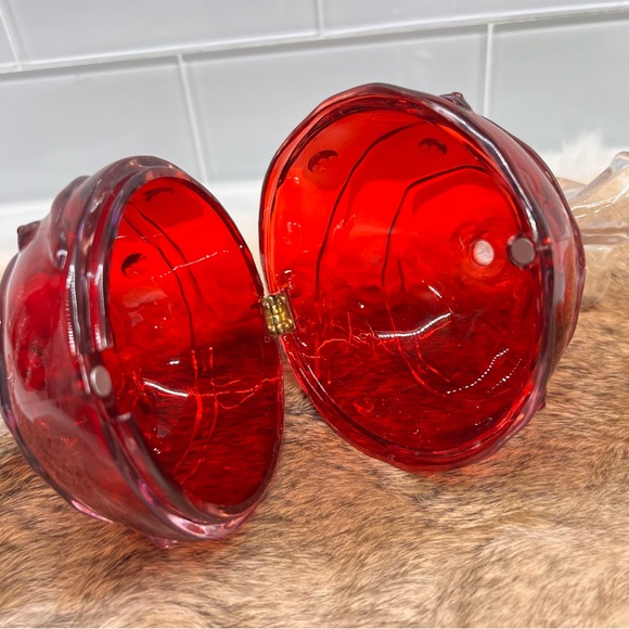 Vintage Plastic Hard Candy Wrapper Shaped Trinket Gift Box Red Brass Hinged - Picture 5 of 9